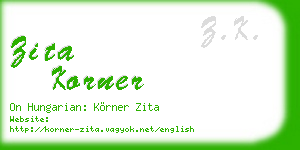 zita korner business card